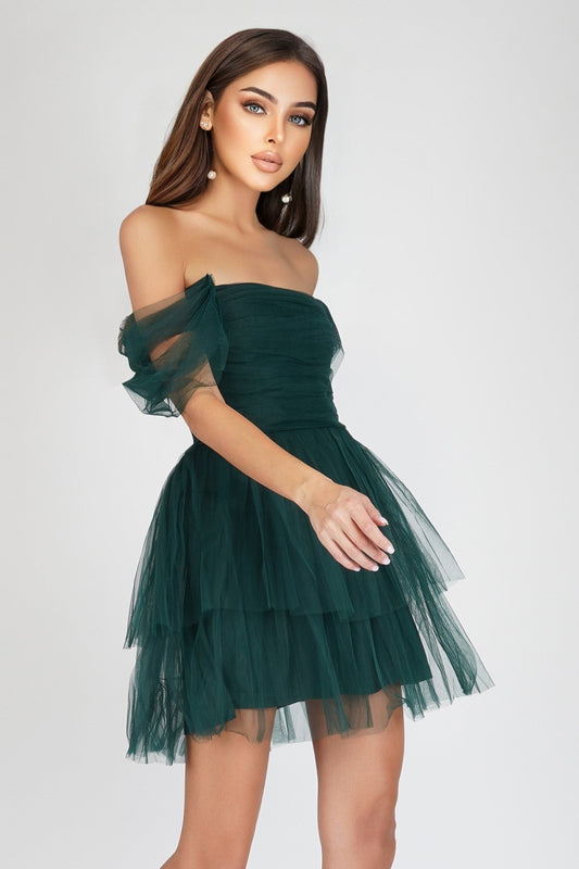  Sydney Emerald Green Plus Tulle Mini Dress