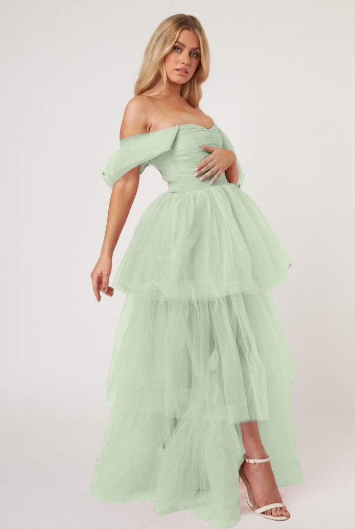  Sydney Tulle Maxi Dress In Sage